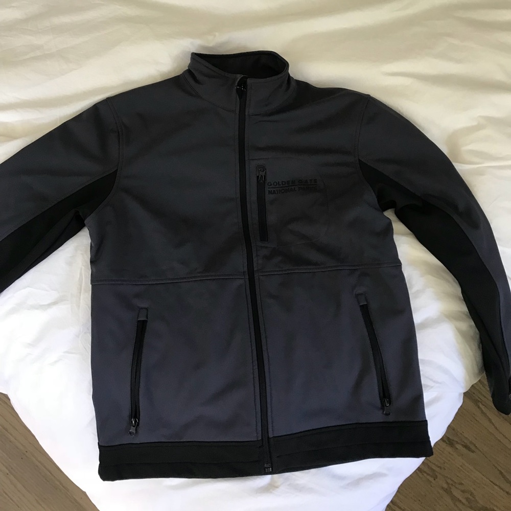 Gray and black national parks jacket